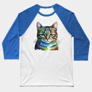 Galaxy Tabby Cat Baseball T-Shirt